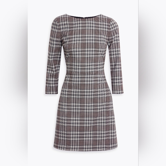 THEORY Kamillina Checked Wool-blend Mini Dress Size 12 - Picture 9 of 9